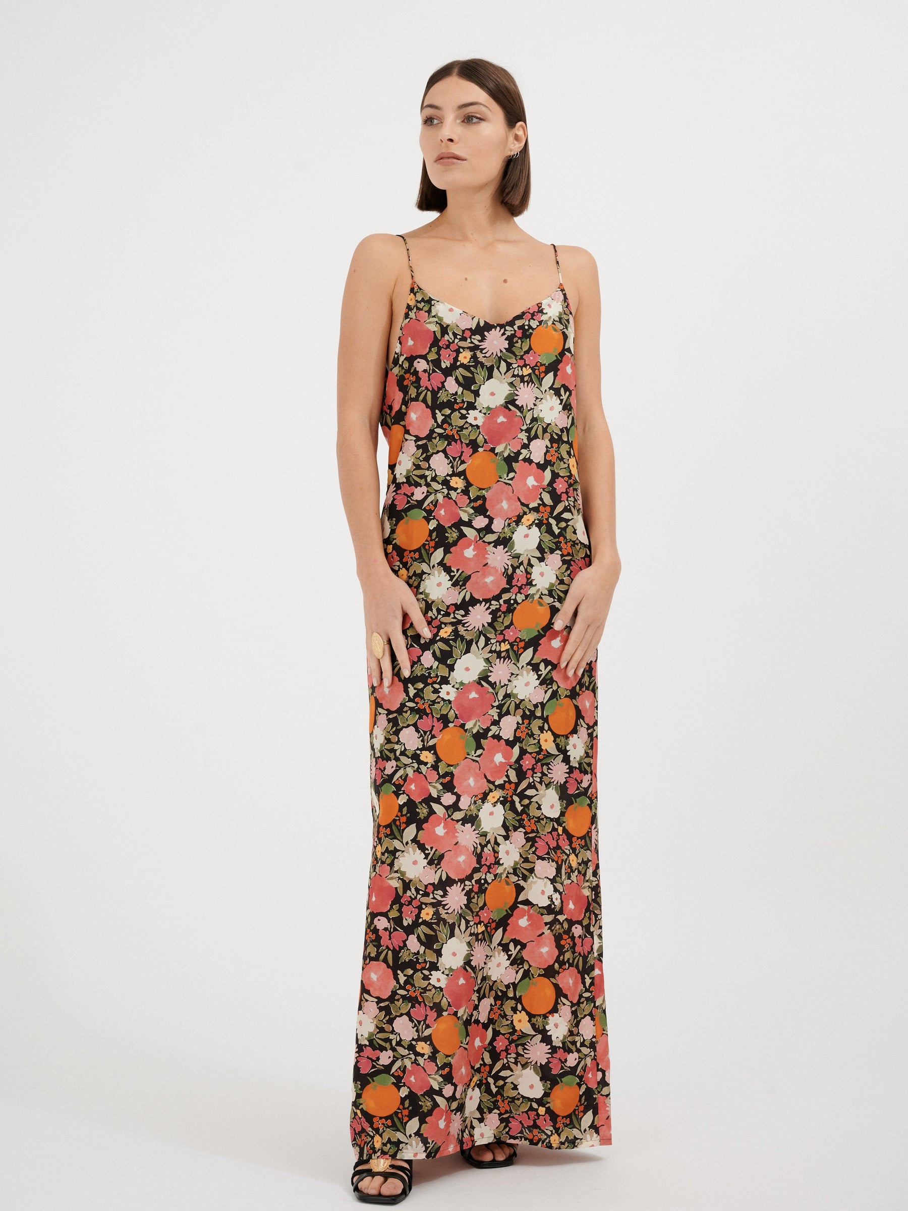 ANGELIQUE - Robe slip dress en soie imprimé Immortelles Robe Fête Impériale