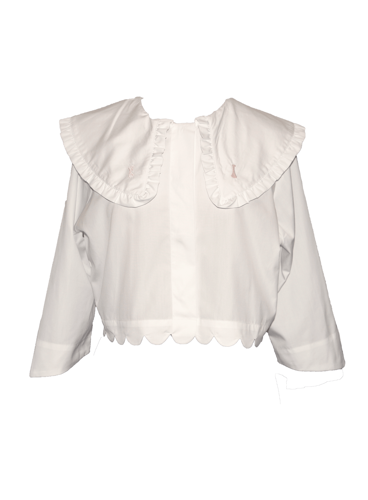 ANTOINETTE - Chemise cropped à col claudine oversized brodé en coton blanc Chemise Fête Impériale