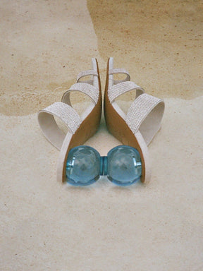 CEFALU - Mules à talons sphériques en plexi et brides en strass Chaussures Fête Impériale