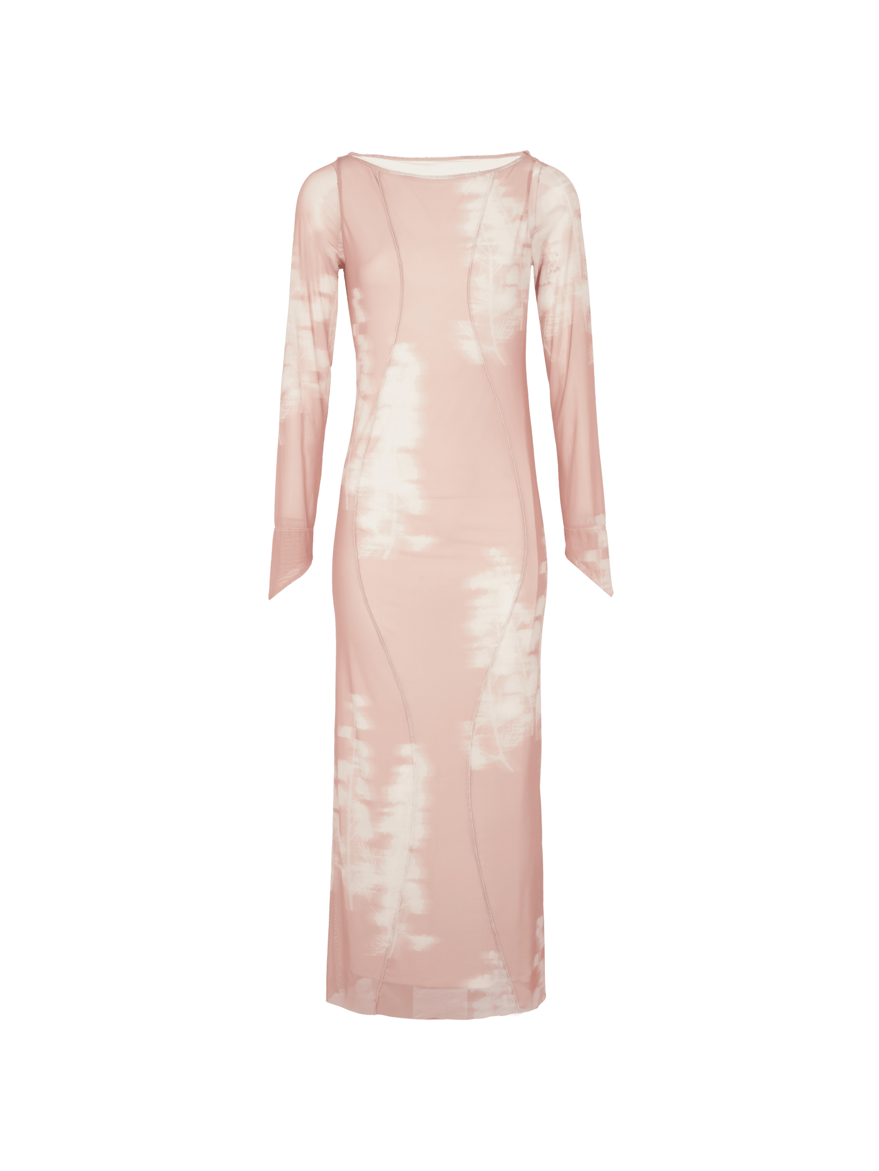 EVA - Robe longue tube encolure bateau en tulle Oeko-Tex imprimé Abstract Misty Rose/Tofu Robe Fête Impériale