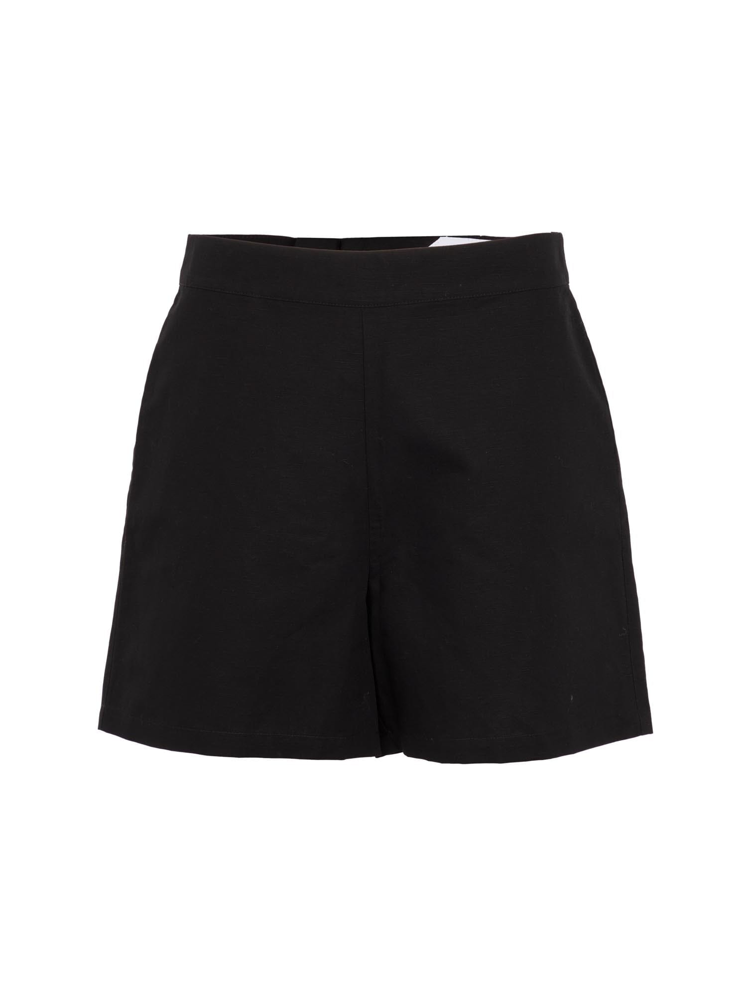 GIULIA - Short large taille haute en lin coton Noir Short Fête Impériale