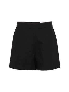 GIULIA - Short large taille haute en lin coton Noir Short Fête Impériale