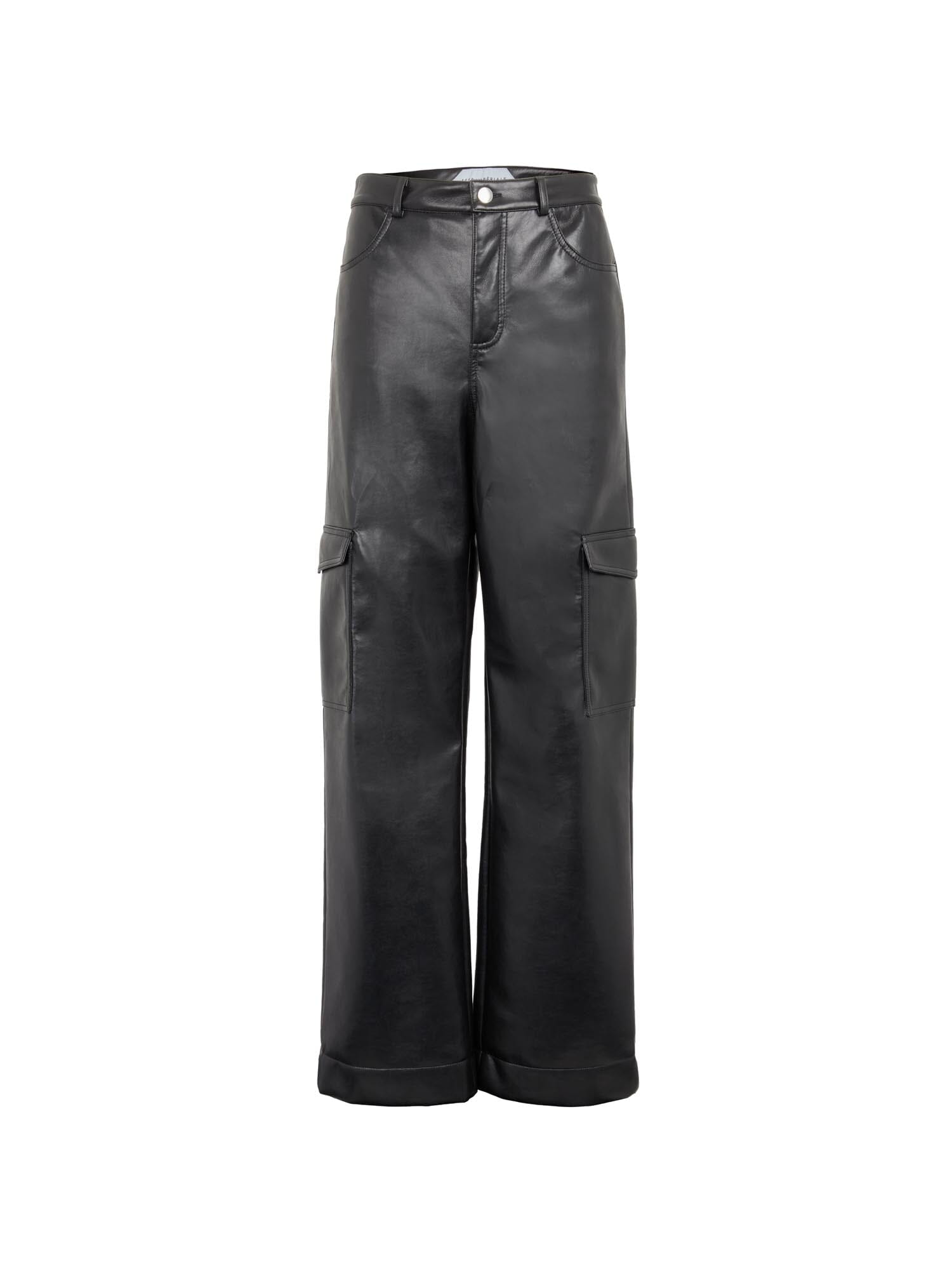 HEALY - Pantalon cargo en cuir recyclé Noir Pantalon Fête Impériale