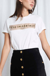 JEAN - T-Shirt coton blanc insert organza broderie dorée "Fête Impériale" T-shirt Fête Impériale
